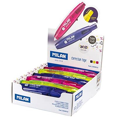 MILAN 1304912 correctietape, 5 mm x 6 m, zuurserie, meerkleurig, 12 stuks (1 stuk) MILAN 1304912 correctietape, 5 mm x 6 m, zuurserie, meerkleurig, 12 stuks (1 stuk)