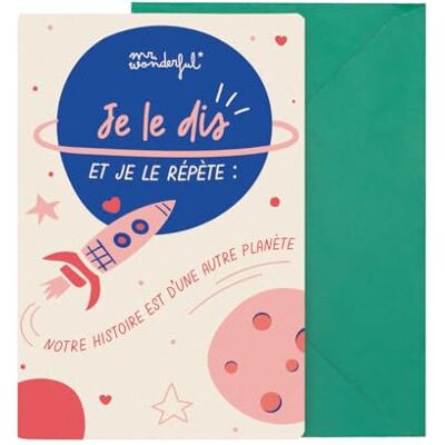 Mr. Wonderful Kaart Ik zeg het en herhaal: Ons verhaal komt van een andere planeet Postkaart met een boodschap van liefde Mr. Wonderful Kaart Ik zeg het en herhaal: Ons verhaal komt van een andere planeet Postkaart met een boodschap van liefde