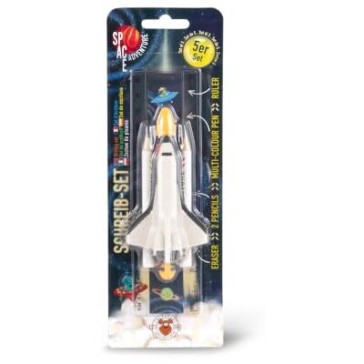 TRENDHAUS 961815 Space Adventure schrijfset, 5-delig, schrijfwarenset met liniaal, 2 potloden, 4-kleuren balpen en gum TRENDHAUS 961815 Space Adventure schrijfset, 5-delig, schrijfwarenset met liniaal, 2 potloden, 4-kleuren balpen en gum