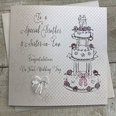 WHITE COTTON CARDS BD31 wenskaart voor bruiloft "To A Special Brother and Sister-in-Law Congratulations On Your Wedding Day WHITE COTTON CARDS BD31 wenskaart voor bruiloft "To A Special Brother and Sister-in-Law Congratulations On Your Wedding Day