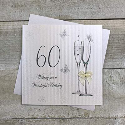 WHITE COTTON CARDS Wishing You A Wonderful Cards verjaardagskaart, handgemaakt, motief champagneglazen wit WHITE COTTON CARDS Wishing You A Wonderful Cards verjaardagskaart, handgemaakt, motief champagneglazen wit
