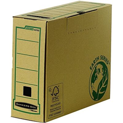 Bankers Box by Fellowes Earth Archiefopbergdoos, A4, insteekdeksel om te sluiten, van gerecycled en FSC-gecertificeerd papier, 20 stuks Bankers Box by Fellowes Earth Archiefopbergdoos, A4, insteekdeksel om te sluiten, van gerecycled en FSC-gecertificeerd papier, 20 stuks