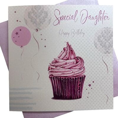 WHITE COTTON CARDS WB188 wenskaart voor verjaardag, opschrift Special Daughter, motief Cupcake, wit WHITE COTTON CARDS WB188 wenskaart voor verjaardag, opschrift Special Daughter, motief Cupcake, wit