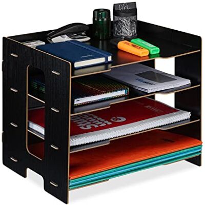 Relaxdays bureau organizer, mdf, a4 papier, 3 vakken, brievenbak kantoor, H x B x D: ca. 27 x 32,5 x 25 cm, zwart Relaxdays bureau organizer, mdf, a4 papier, 3 vakken, brievenbak kantoor, H x B x D: ca. 27 x 32,5 x 25 cm, zwart
