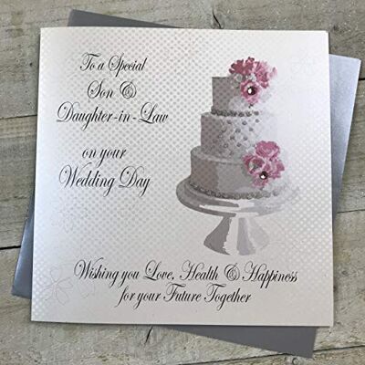WHITE COTTON CARDS Groot voor een speciale zoon en schoondochter die u liefde, gezondheid en geluk wensen, handgemaakte kaart, XMPD6 WHITE COTTON CARDS Groot voor een speciale zoon en schoondochter die u liefde, gezondheid en geluk wensen, handgemaakte kaart, XMPD6