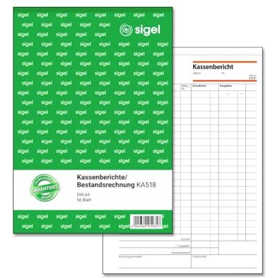 Sigel KA518 Kassenrapport/voorraadrekening A5, 50 vellen, van duurzaam papier Sigel KA518 Kassenrapport/voorraadrekening A5, 50 vellen, van duurzaam papier