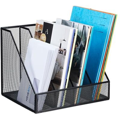 Relaxdays tijdschriftencassette, A4, 4 vakken, modern, HxBxD: 26x31x26 cm, kantoor & thuis, magazinehouder staal, zwart Relaxdays tijdschriftencassette, A4, 4 vakken, modern, HxBxD: 26x31x26 cm, kantoor & thuis, magazinehouder staal, zwart
