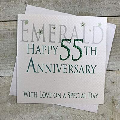 WHITE COTTON CARDS Emerald Happy 55e liefde op een speciale dag, handgemaakte verjaardagskaart (Code AW55) WHITE COTTON CARDS Emerald Happy 55e liefde op een speciale dag, handgemaakte verjaardagskaart (Code AW55)