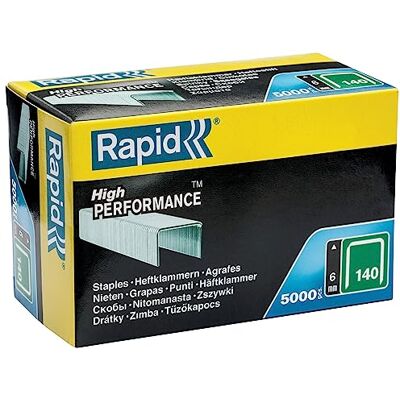 Rapid tackernieten No. 140, 6 mm, vlakdraadnieten 5.000 stuks Gegalvaniseerd staal met breder oplegvlak; precieze aansnijding; voor folie, isolatie en hout; No. 140 (G / 11 / T50) Rapid tackernieten No. 140, 6 mm, vlakdraadnieten 5.000 stuks Gegalvaniseerd staal met breder oplegvlak; precieze aansnijding; voor folie, isolatie en hout; No. 140 (G / 11 / T50)
