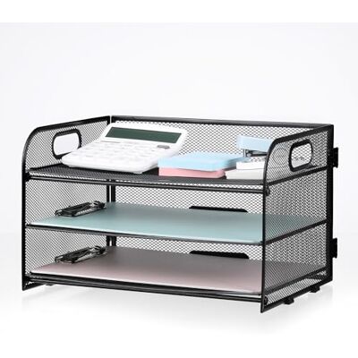 NCXTKJ 3-Tier Brievenlade Papier Organizer met Handvat, Compact Mesh Bureau File Organizer voor Thuiskantoorbenodigdheden Desktop Accessoires NCXTKJ 3-Tier Brievenlade Papier Organizer met Handvat, Compact Mesh Bureau File Organizer voor Thuiskantoorbenodigdheden Desktop Accessoires