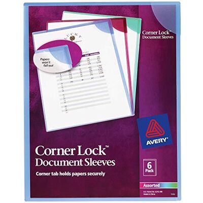 Avery Duidelijke Plastic Mouwen Hoekslot 6 Covers GEASSORTEERD Avery Duidelijke Plastic Mouwen Hoekslot 6 Covers GEASSORTEERD