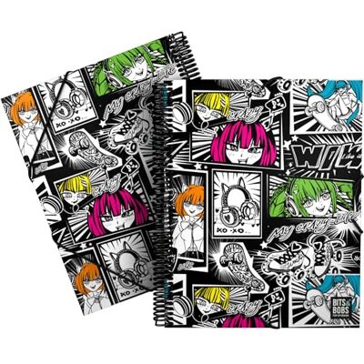 Grafoplás Schoolmap met transparante hoezen, A4, pvc-spiraal, flexibele omslag, 30 polypropyleen inzetstukken, Bits&Bobs Pop Up Design Cats collectie Grafoplás Schoolmap met transparante hoezen, A4, pvc-spiraal, flexibele omslag, 30 polypropyleen inzetstukken, Bits&Bobs Pop Up Design Cats collectie
