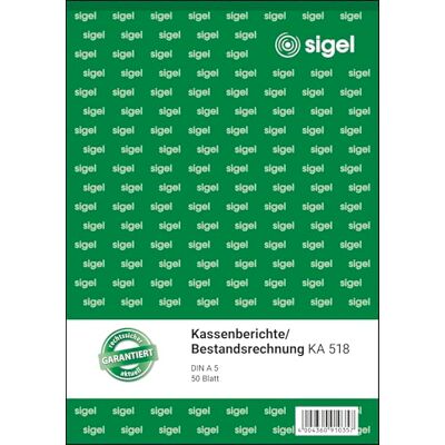 Sigel KA518 Kassenrapport/voorraadrekening A5, 50 vellen, van duurzaam papier Sigel KA518 Kassenrapport/voorraadrekening A5, 50 vellen, van duurzaam papier