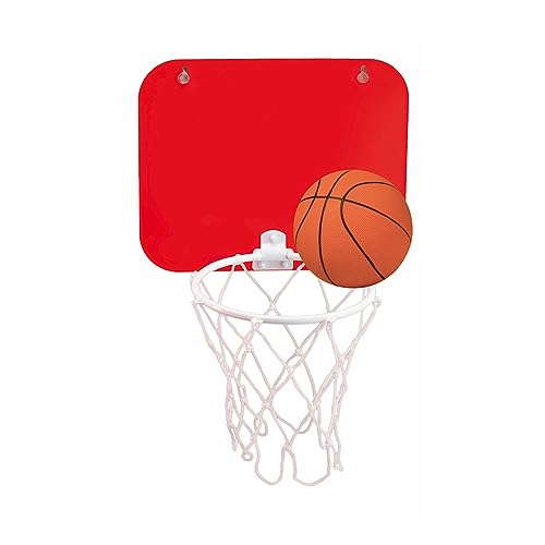 Begoon Mini-basketbalmand – basketbalmand voor kantoor of toilet – cadeau (rode achtergrond)