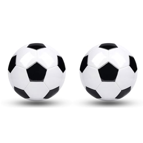 Ctwezoikmt 2 Pcs Maat 5 Training Voetbal Ballen Professionele Training Voetbal Ballen Zwart Wit Voetbal Voetbal PVC Leer