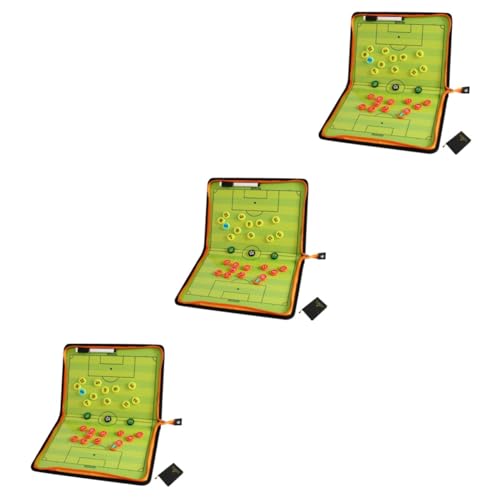 YARNOW 3 Sets Voetbalbord Voetbalcoachingbord Magnetisch Bord Voetbalbord Pro Voetbal Lederen Gereedschappen Droog Wissen Voetbaltrainingsbord Pu Indoorapparatuur