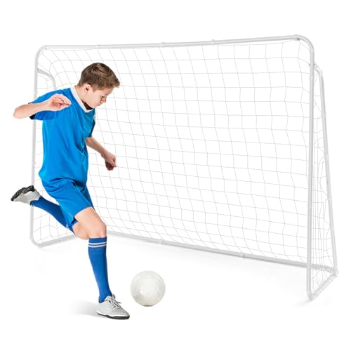 COSTWAY Voetbaldoel, voetbaldoel, weerbestendig met net en robuust frame, voetbaldoelen, doelwand, 215 x 152 x 76 cm, voor vrije tijd en training