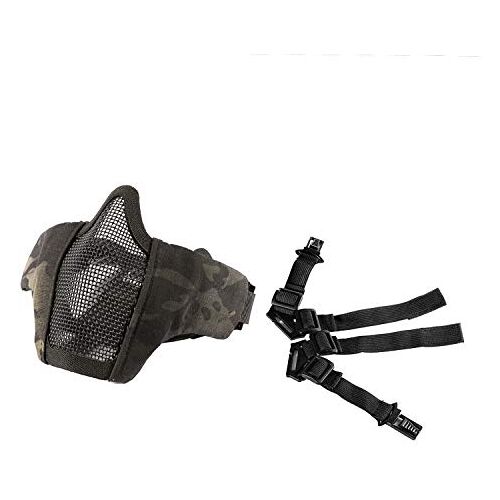 OneTigris Opvouwbaar half gezichtsmasker, mesh, masker voor Softair Paintball CS (Multicam Black), herbruikbare verpakking