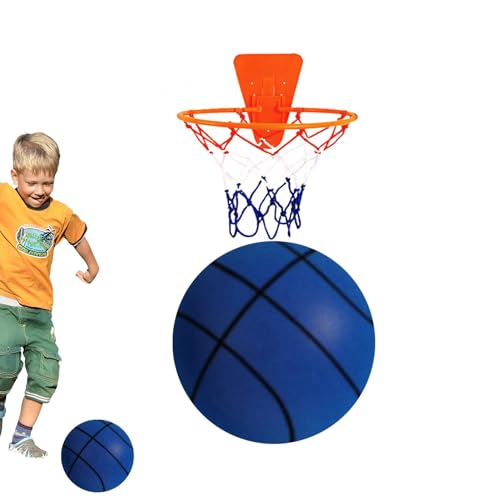 layue Stille basketbal, stille basketbal met mand, geluidsvrije basketbalset, schuimbasketbal, maat 7 stille basketbal met basketbalframe en net, stil basketbal dribbelen binnen, indoor training