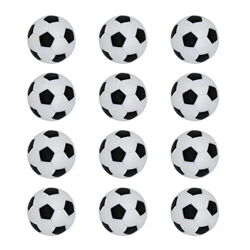 GERUI 12 stuks voetbalballen, normale maat, tafelvoetbal 32 mm, tafelvoetbalballen, mini-bal, zwart en wit (32 mm)