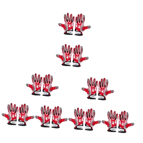 Milisten 8 Paar Voetbal Handschoen Voetbalhandschoenen Voor De Jeugd Ademende Handschoenen Sneeuw Ski Handschoenen Muay Thai Handschoenen Amerikaans Voetbal Microvezel Comfortabel Rood