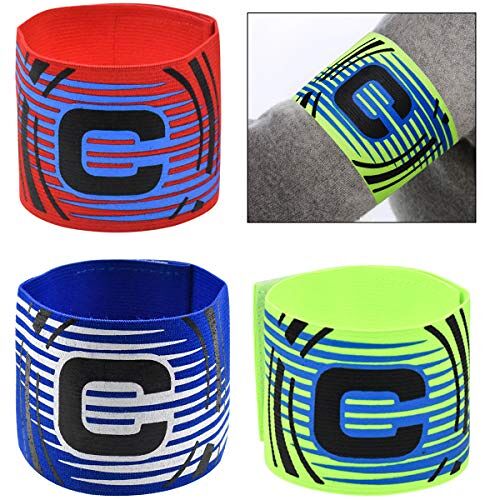 kissral Kapiteinsverband 3 stuks voetbal kapiteinsbandage armband multicolor elastisch elastiek speelgids voor voetbal netball hockey rugby volwassenen