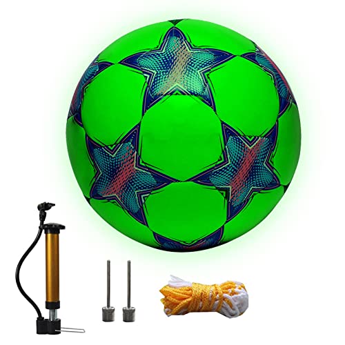 B/A Voetbal Glow in the Dark- oplichten voetbalbal, gloeit door lichtreflectie, voetbalbal voor kinderen training, binnen en buiten, duurzaam en waterdicht