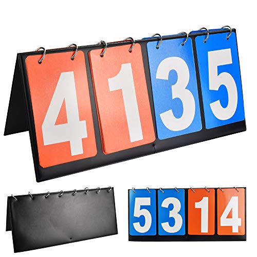 KLYNGTSK Draagbaar scorebord 4-cijferig competitiescorebord tennis scorebord basketbal scoreborden tafelblad scorebord score flipper voor pingpong badminton volleybal voetbal sport scoreborden