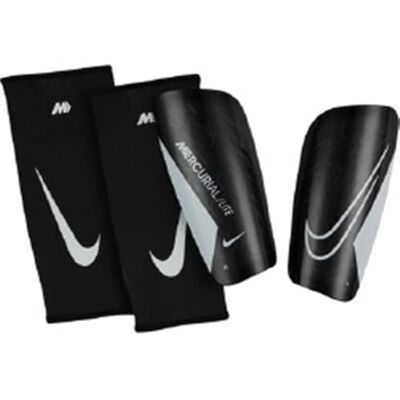 NIKE Uniseks Merc Lite Scheenbeschermers Black/Black/White S NIKE Uniseks Merc Lite Scheenbeschermers Black/Black/White S