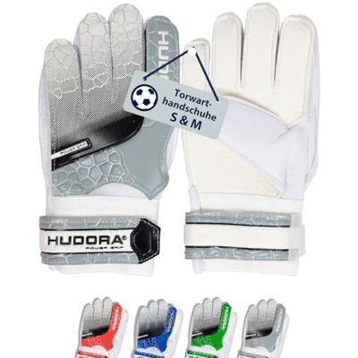 HUDORA Keepershandschoenen, gevoerde voetbalkeeperhandschoenen voor kinderen en jongeren in maat S, schuimrubberen rug, voetbalhandschoenen met klittenbandsluiting, grijs HUDORA Keepershandschoenen, gevoerde voetbalkeeperhandschoenen voor kinderen en jongeren in maat S, schuimrubberen rug, voetbalhandschoenen met klittenbandsluiting, grijs