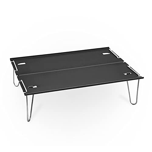 Suuim Kamptafel Camping Klaptafel Outdoor Draagbare Picknick Bureau Aluminium Lichtgewicht Klaptafels BBQ Wandelen (Kleur: Lichtgrijs) (Zwart)