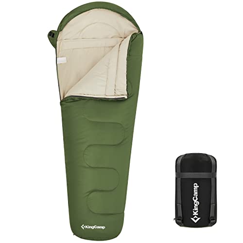 KingCamp Slaapzak, mummieslaapzakken met capuchon, 3-4 seizoenen, warm, voor kinderen en volwassenen op de camping, outdoor, trekking, 165 x 70 x 45 cm