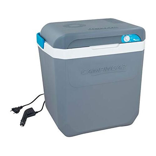 CAMPINGAZ Powerbox Plus Elektrische koelbox, 28 liter, 12 V-aansluiting, ruimte voor 8 x 1,5 l flessen, op stroom werkende koelbox, thermobox voor auto en camping, met batterijbewaker, 28 liter