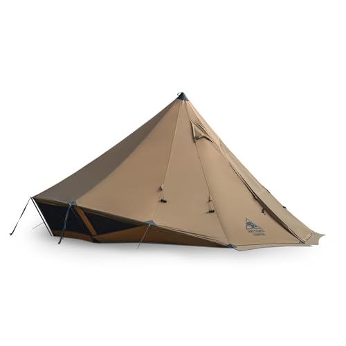 OneTigris Gastropod Tipi tent voor 3-6 personen, 4 seizoenen, tent met ovengat, noktent, piramidetent, waterdicht, 3000 mm, voor camping, outdoor, gezinnen