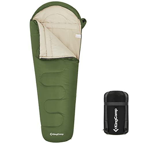 KingCamp Slaapzak, mummieslaapzakken met capuchon, 3-4 seizoenen, warm, voor kinderen en volwassenen op de camping, outdoor, trekking, 165 x 70 x 45 cm