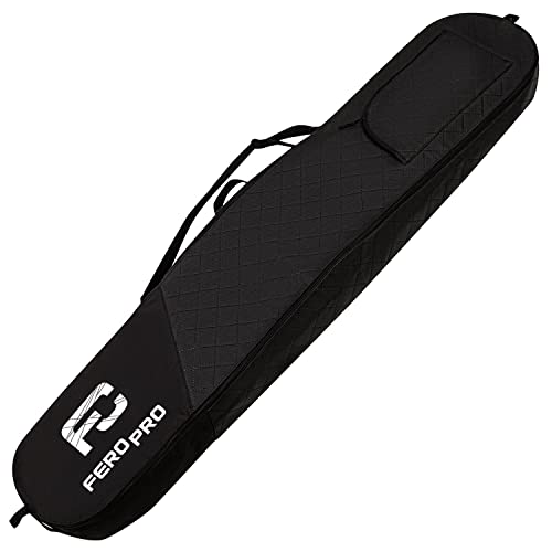 Ferocity Premium snowboardtas, boardtas, snowboardtas, afdekking, 170 cm, van waterdicht eco-leer met draagriem en schouderriem, zwart, doorgestikt, zwart gewatteerde pik [051]