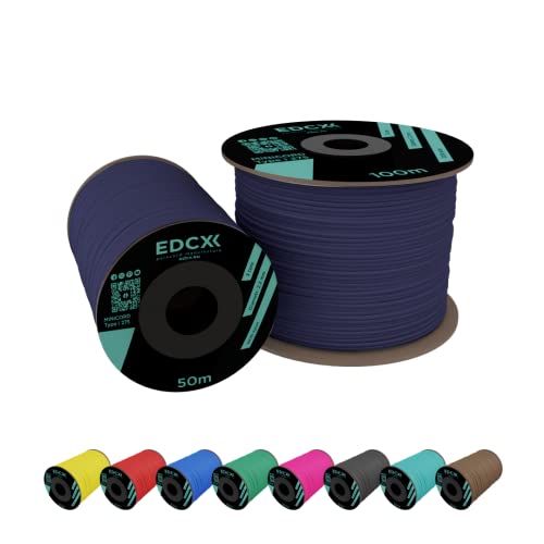 EdcX 2 mm Nylon Paracord 275 (50 en 100 m)– 100% Nylon touw, 3-Strengs koord, Nylon koord 2 mm in vele kleuren