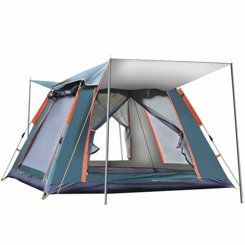 ZPRYZHD Kampeertent, Pop-up Kampeertent voor 3-4 Personen, Instant Familiecabinetent met Veranda, 2 Gaasdeuren en 2 Gaasramen, Tentvissen, Wandelen, Luifel (Size : D)