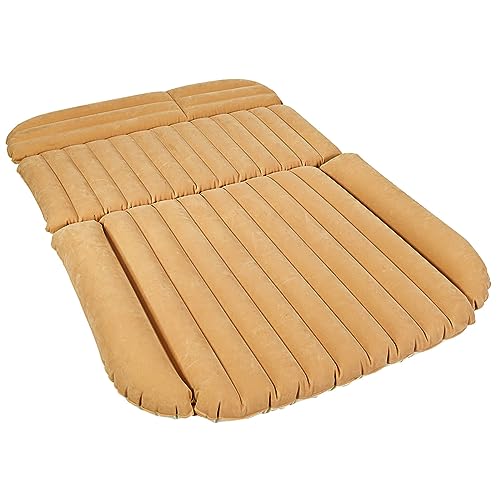 COSTWAY Luchtmatras, 180 x 128 x 12 cm, luchtbed, opblaasbaar automatras met 12 V/40 W luchtpomp voor camping en reizen (camel)