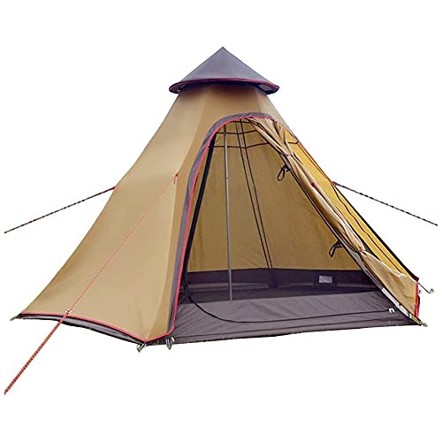 MaGiLL Waterdichte Camping Piramide Tipi Tent Volwassen Tipi Tent Waterdichte Dubbele Lagen Indiase Tent Yurt Tent Tower Post Bell Tent voor Outdoor Familie-uitje (Geel)