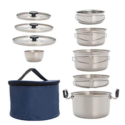 OUTPFTS Camping Kookgerei Outdoor Camping Kookgerei Draagbare Rvs Wandelen Backpacken Picknick Koken Set Pan Pot Kookset Outdoor Camping Kookgerei