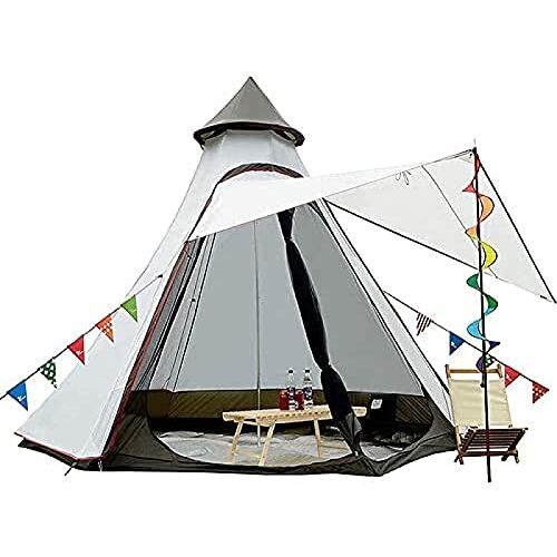 YATINMEM Waterdichte Camping Piramide Tipi Tent Volwassen Tipi Tent Waterdichte Dubbele Lagen Indische Tent Yurt Tent Toren Post Bell Tent Voor Buiten Familie-uitje,Wit