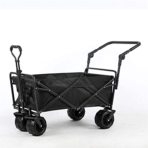 dsmsdre Tuinwagen Outdoor Utility Wagon Opvouwbare Tuin Strand Winkelen Camping Winkelwagen Tuinwagen Karren Gemakkelijk Transport (Zwart)