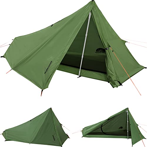 Underwood Aggregator 1 Persoonstent voor Trekking Ultralichte Trekkingstoktent, Lichtgewicht Waterdichte 1-persoons Tent, Compacte Tent met kleine verpakkingsgrootte voor kamperen, motorrijden (geen trekkingstokken)