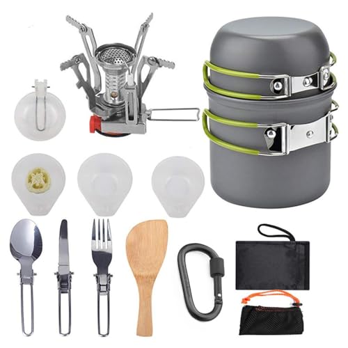 SIUKE Camping Wandelen Kookgerei Set Draagbare Kookgerei Set voor Picknick Outdoor Picknick Kookgerei Set Aluminium Kookgerei Set Keuken Accessoires