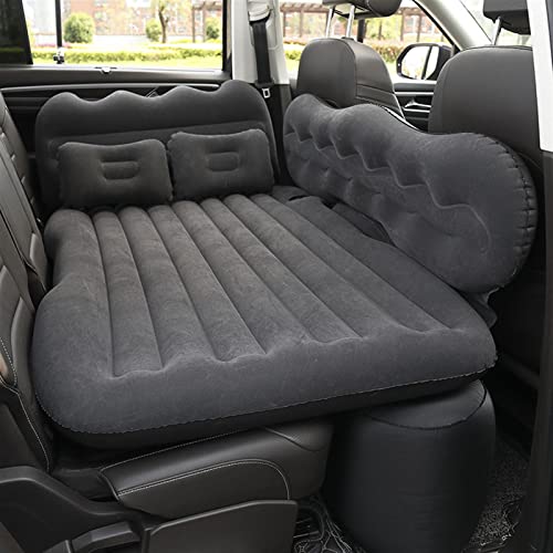 TUPOSTAR Matras Voor Op Reis Opblaasbare Auto Matras Auto Camping Reiswieg Auto Opblaasbare Reizen Slaapmat Met Pomp En Twee Opblaasbare Kussens,zwart,85 * 130cm