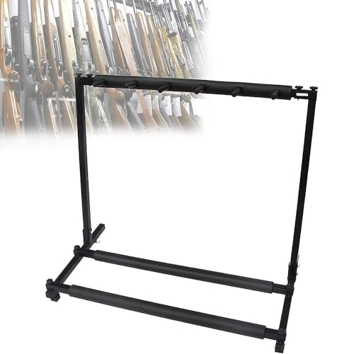 BBXW Veelzijdige Gun Display Rack Holds, Jacht Gun Opslag Houder Organiserende Standaard, Houdt 5 Vuurwapens, voor Gemakkelijk Transport en Opslag, voor Schieten & Jacht Range