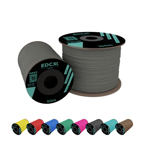 EdcX 2 mm Nylon Paracord 275 (50 en 100 m)– 100% Nylon touw, 3-Strengs koord, Nylon koord 2 mm in vele kleuren