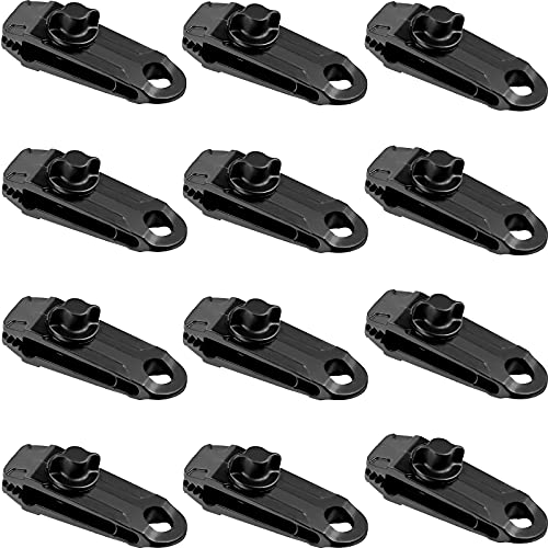 Julyee 12 stuks campingtentclips, tarp clip met schroefklemmen, tententententententententententententententententententententententententententententententen