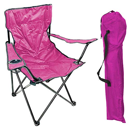 Homestyle4u Vouwstoel, roze, campingstoel, visstoel, drankhouder, visstoel